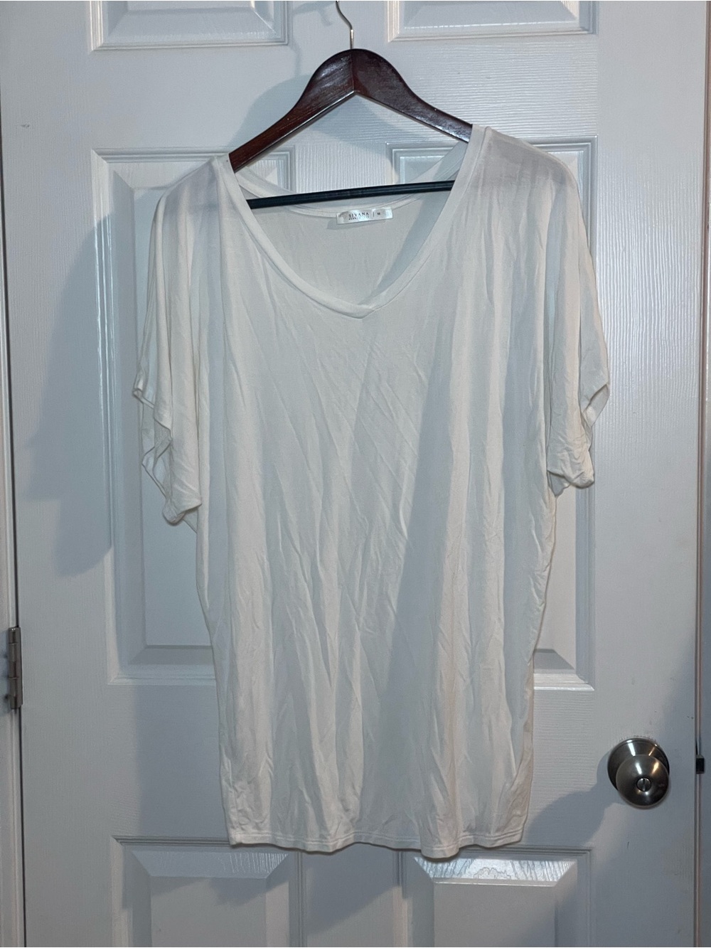 Sivana Bamboo Luxe White Bamboo V-Neck Tee Shirt Made in USA Size M